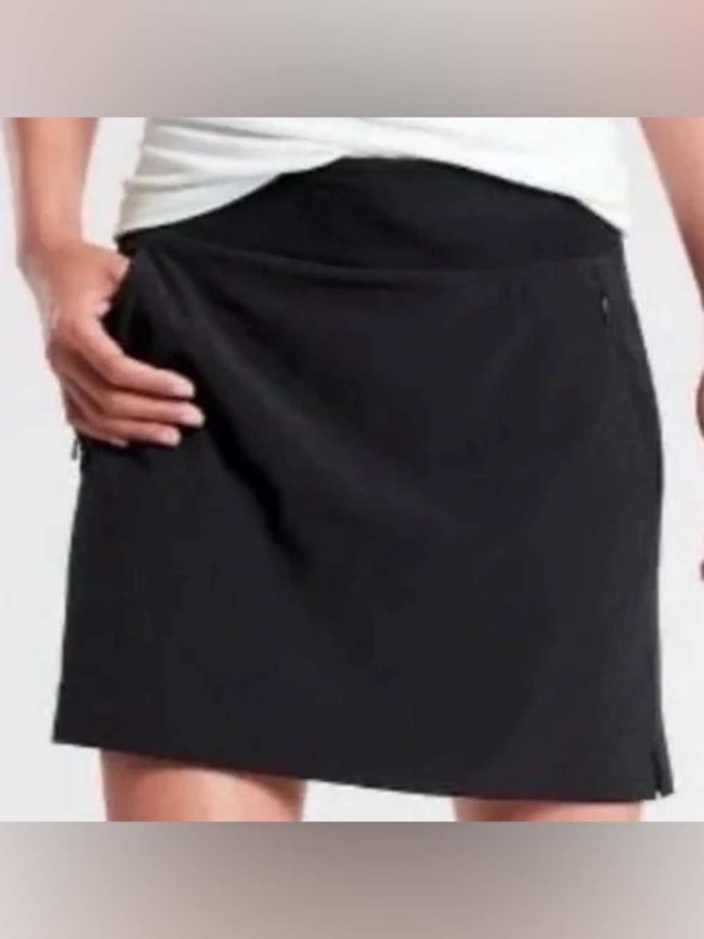 Athleta Soho Skort 4 Black Skirt Shorts Zip Pocket Lightweight Stretch Active